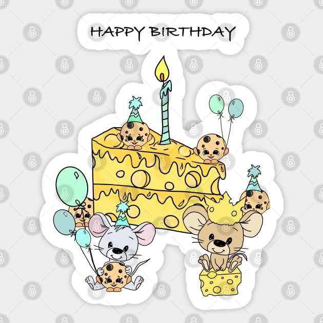 Mouse and cookies birthday design Sticker by Carries Design 